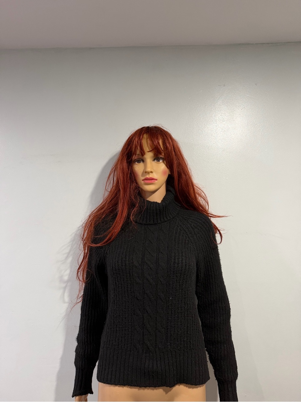 STATE Black Cable Turtleneck Sweater - Women